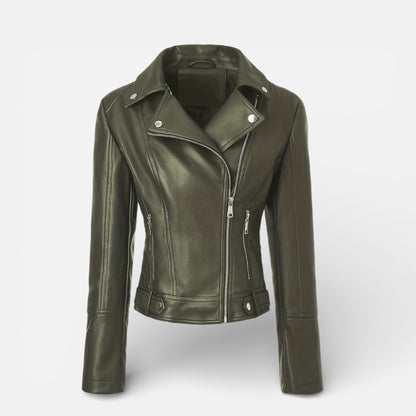 Old Albion | Women’s Faux Leather Zip Motorcycle Jacket