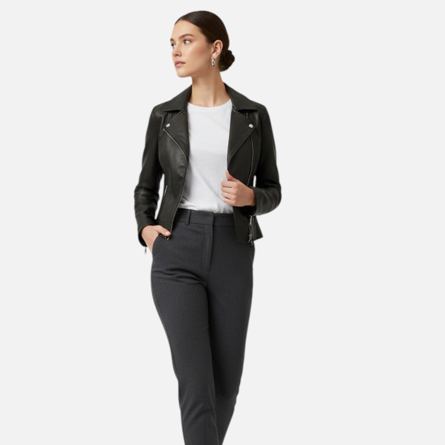 Old Albion | Women’s Faux Leather Zip Motorcycle Jacket