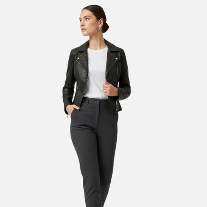 Old Albion | Women’s Faux Leather Zip Motorcycle Jacket
