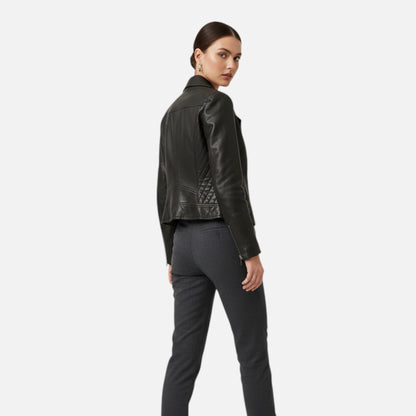 Old Albion | Women’s Faux Leather Zip Motorcycle Jacket